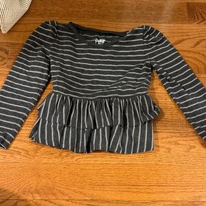 Little Sleepies Charcoal Striped Peplum Top
